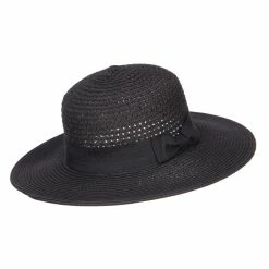 Hatiya Band Boater Panama Hat 39 Hatiya Band Boater Panama Hat -Adams Shop bb001pe black 3 1