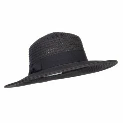 Hatiya Band Boater Panama Hat 40 Hatiya Band Boater Panama Hat -Adams Shop bb001pe black 4 1
