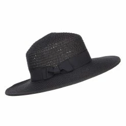 Hatiya Band Boater Panama Hat 41 Hatiya Band Boater Panama Hat -Adams Shop bb001pe black 5 1