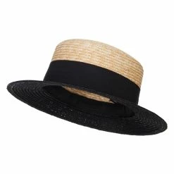 Jeanne Simmons UPF 50+ Wheat Straw Boater Hat 17 Jeanne Simmons UPF 50+ Wheat Straw Boater Hat -Adams Shop bb001pp natural black 1