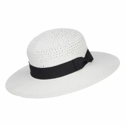 Hatiya Band Boater Panama Hat 24 Hatiya Band Boater Panama Hat -Adams Shop bb002pe white 3 1