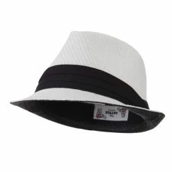Hatiya Toyo Fedora Hat With Black Band 57 Hatiya Toyo Fedora Hat With Black Band -Adams Shop bb003cf white 1 2