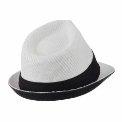Hatiya Toyo Fedora Hat With Black Band 59 Hatiya Toyo Fedora Hat With Black Band -Adams Shop bb003cf white 3 2
