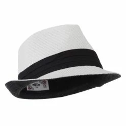 Hatiya Toyo Fedora Hat With Black Band 60 Hatiya Toyo Fedora Hat With Black Band -Adams Shop bb003cf white 4 2