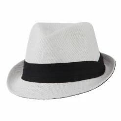 Hatiya Toyo Fedora Hat With Black Band 61 Hatiya Toyo Fedora Hat With Black Band -Adams Shop bb003cf white 5 2
