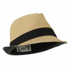 Hatiya Toyo Fedora Hat With Black Band 85 Hatiya Toyo Fedora Hat With Black Band -Adams Shop bb004cf tan 4 2