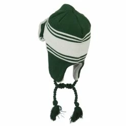 Outdoor Contrast Jacquard Striped Knit Hat -Adams Shop bb005th green white 2