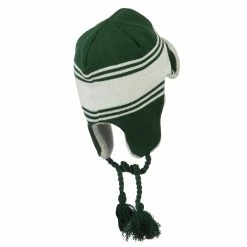 Outdoor Contrast Jacquard Striped Knit Hat -Adams Shop bb005th green white 3