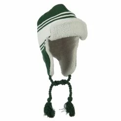 Outdoor Contrast Jacquard Striped Knit Hat -Adams Shop bb005th green white 4