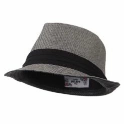 Hatiya Toyo Fedora Hat With Black Band 92 Hatiya Toyo Fedora Hat With Black Band -Adams Shop bb006cf grey 1 2