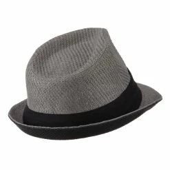 Hatiya Toyo Fedora Hat With Black Band 94 Hatiya Toyo Fedora Hat With Black Band -Adams Shop bb006cf grey 3 2