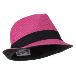 Hatiya Toyo Fedora Hat With Black Band 65 Hatiya Toyo Fedora Hat With Black Band -Adams Shop bb007cf fuchsia 4 2