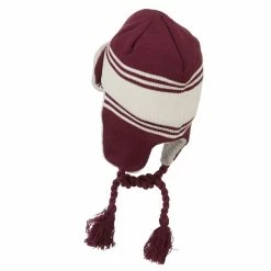 Outdoor Contrast Jacquard Striped Knit Hat -Adams Shop bb007th maroon white 2
