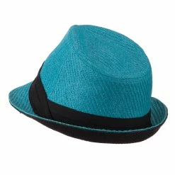 Hatiya Toyo Fedora Hat With Black Band 68 Hatiya Toyo Fedora Hat With Black Band -Adams Shop bb008cf turquoise 2 2