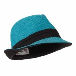 Hatiya Toyo Fedora Hat With Black Band 70 Hatiya Toyo Fedora Hat With Black Band -Adams Shop bb008cf turquoise 4 2