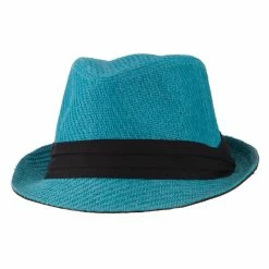 Hatiya Toyo Fedora Hat With Black Band 71 Hatiya Toyo Fedora Hat With Black Band -Adams Shop bb008cf turquoise 5 2