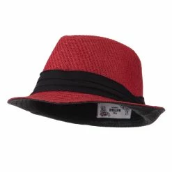 Hatiya Toyo Fedora Hat With Black Band 72 Hatiya Toyo Fedora Hat With Black Band -Adams Shop bb009cf red 1 2