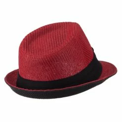 Hatiya Toyo Fedora Hat With Black Band 74 Hatiya Toyo Fedora Hat With Black Band -Adams Shop bb009cf red 3 2