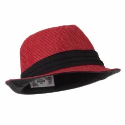 Hatiya Toyo Fedora Hat With Black Band 75 Hatiya Toyo Fedora Hat With Black Band -Adams Shop bb009cf red 4 2