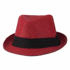 Hatiya Toyo Fedora Hat With Black Band 76 Hatiya Toyo Fedora Hat With Black Band -Adams Shop bb009cf red 5 2