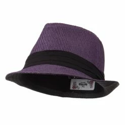 Hatiya Toyo Fedora Hat With Black Band 97 Hatiya Toyo Fedora Hat With Black Band -Adams Shop bb010cf purple 1 4