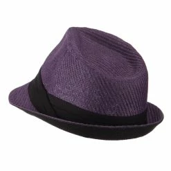 Hatiya Toyo Fedora Hat With Black Band 98 Hatiya Toyo Fedora Hat With Black Band -Adams Shop bb010cf purple 2 2