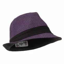 Hatiya Toyo Fedora Hat With Black Band 100 Hatiya Toyo Fedora Hat With Black Band -Adams Shop bb010cf purple 4 2