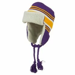 Outdoor Contrast Jacquard Striped Knit Hat -Adams Shop bb010th purple gold 1