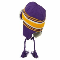 Outdoor Contrast Jacquard Striped Knit Hat -Adams Shop bb010th purple gold 2