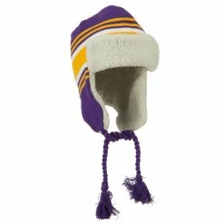 Outdoor Contrast Jacquard Striped Knit Hat -Adams Shop bb010th purple gold 4