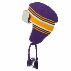 Outdoor Contrast Jacquard Striped Knit Hat -Adams Shop bb010th purple gold 5