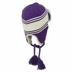 Outdoor Contrast Jacquard Striped Knit Hat -Adams Shop bb011th purple white 3