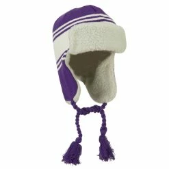 Outdoor Contrast Jacquard Striped Knit Hat -Adams Shop bb011th purple white 4
