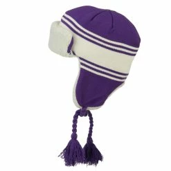 Outdoor Contrast Jacquard Striped Knit Hat -Adams Shop bb011th purple white 5