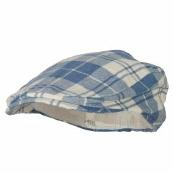Jeanne Simmons Boy's Cotton Plaid Print Ivy Cap -Adams Shop bc002ic blue white 1