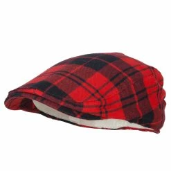 Jeanne Simmons Boy's Cotton Plaid Print Ivy Cap -Adams Shop bc003ic red navy 1