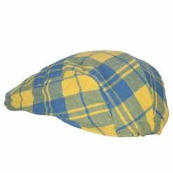 Jeanne Simmons Boy's Cotton Plaid Print Ivy Cap -Adams Shop bc004ic yellow blue 2