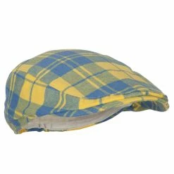 Jeanne Simmons Boy's Cotton Plaid Print Ivy Cap -Adams Shop bc004ic yellow blue 4
