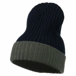 Broner Rib Knit Two Color Cuff Beanie -Adams Shop bf002bf navy 1