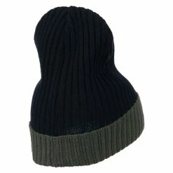 Broner Rib Knit Two Color Cuff Beanie -Adams Shop bf002bf navy 3
