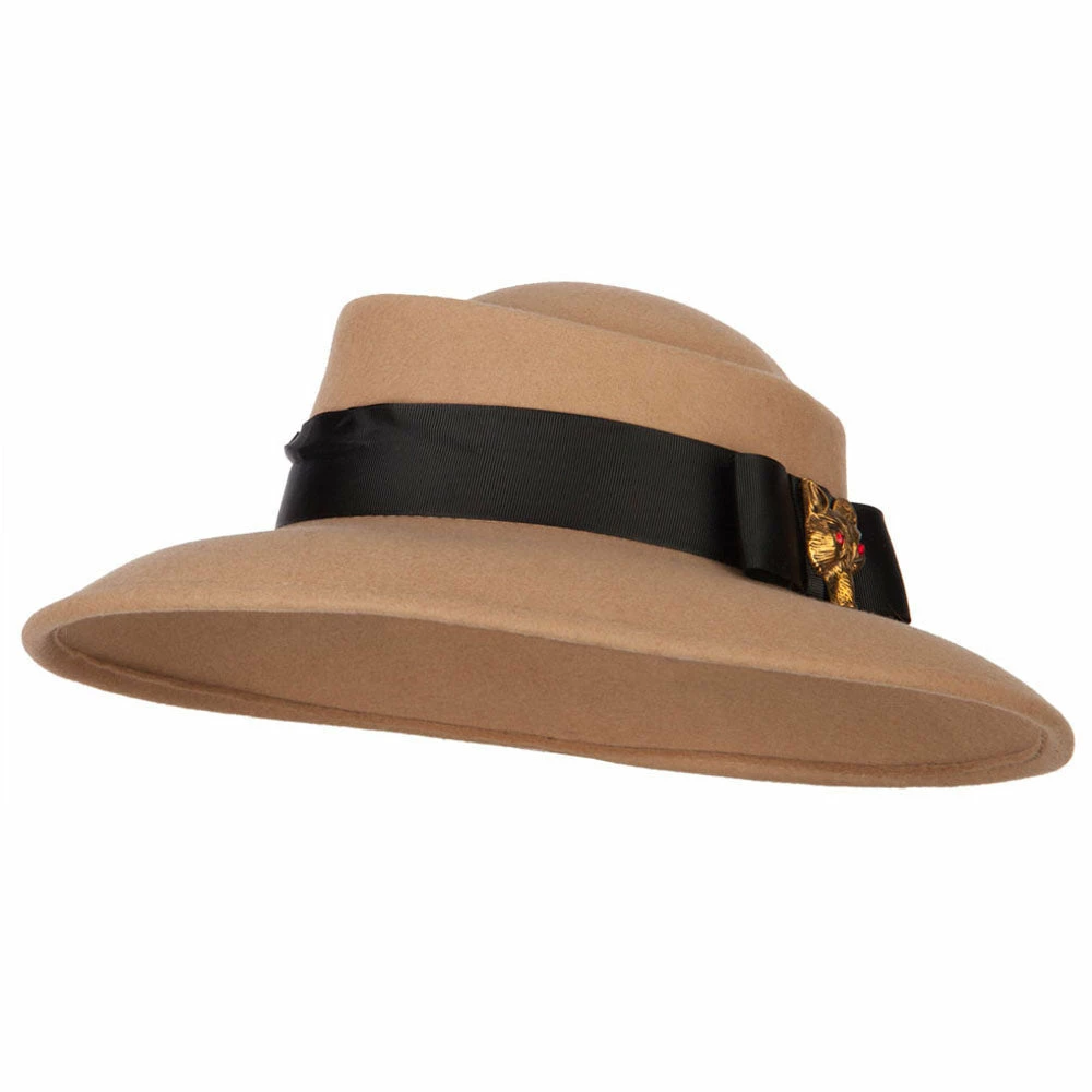 Jeanne Simmons Women's Wool Brass Fox Head Accented Bow Band Gambler Hat 8 Jeanne Simmons Women's Wool Brass Fox Head Accented Bow Band Gambler Hat - Image 6