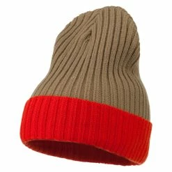 Broner Rib Knit Two Color Cuff Beanie -Adams Shop bf003bf khaki 1