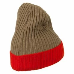 Broner Rib Knit Two Color Cuff Beanie -Adams Shop bf003bf khaki 3