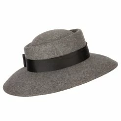 Jeanne Simmons Women's Wool Brass Fox Head Accented Bow Band Gambler Hat 29 Jeanne Simmons Women's Wool Brass Fox Head Accented Bow Band Gambler Hat -Adams Shop bf003fr grey mix 3