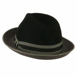 Jeanne Simmons Man's Black Grey Felt Fedora -Adams Shop bg002tf black grey 2 1