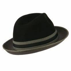 Jeanne Simmons Man's Black Grey Felt Fedora -Adams Shop bg002tf black grey 3 1