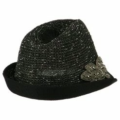 Something Special Beaded Motif Multi Colored Fedora -Adams Shop bm003mf black 2