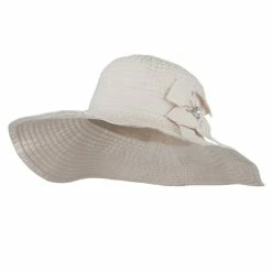 Jeanne Simmons Women's Bow With Clear Button Hat 17 Jeanne Simmons Women's Bow With Clear Button Hat -Adams Shop bo002cr white 1