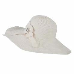 Jeanne Simmons Women's Bow With Clear Button Hat 18 Jeanne Simmons Women's Bow With Clear Button Hat -Adams Shop bo002cr white 2