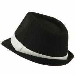 Decky Basic Poly Woven Fedora Hats -Adams Shop bp005fd black white 2 1
